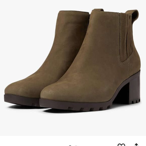 Vionic Wilma Olive Nubuck Ankle Boots Waterproof Size EU 40 / US 8.5 Chunky Heel - Picture 2 of 12